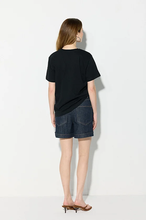 Nakışlı Pamuk T-shirt - Siyah - 6