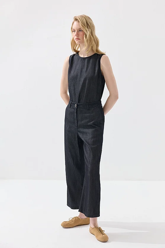 Tensel Denim Pantolon - Lacivert - Gusto