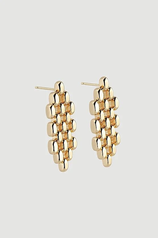 Örgü Görünümlü Sallantılı Küpe - Gold - Gusto