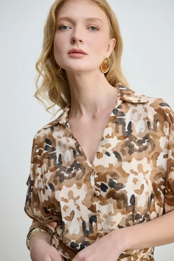 Oval Çerçeve Küpe - Kahverengi - Gusto