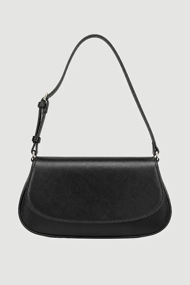 Oval Suni Deri Çanta - Siyah - Gusto (1)