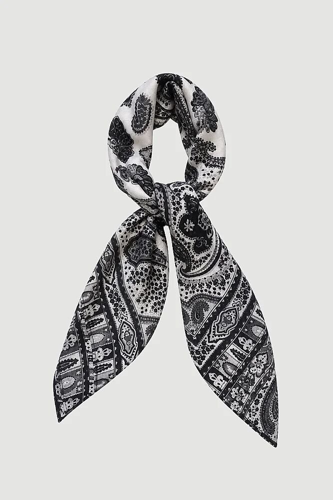 Paisley Desen Pamuk Fular - Siyah Black