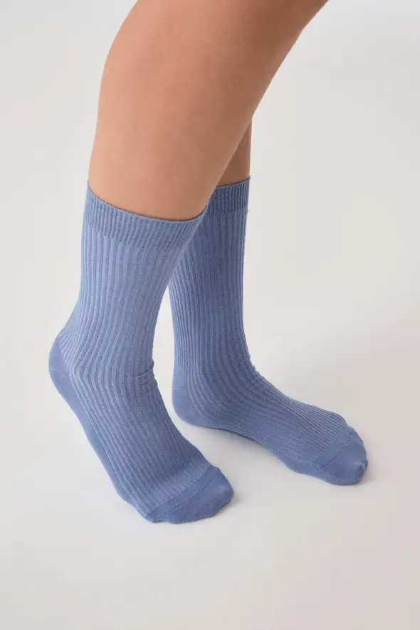 Pamuklu Çorap - Bebe Mavi - 1