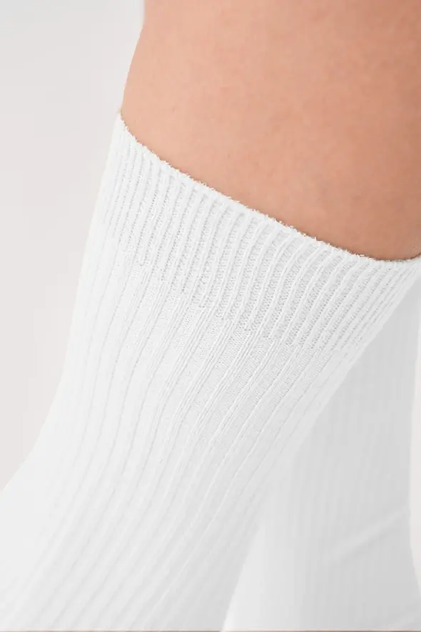 Pamuklu Çorap - Beyaz - 2