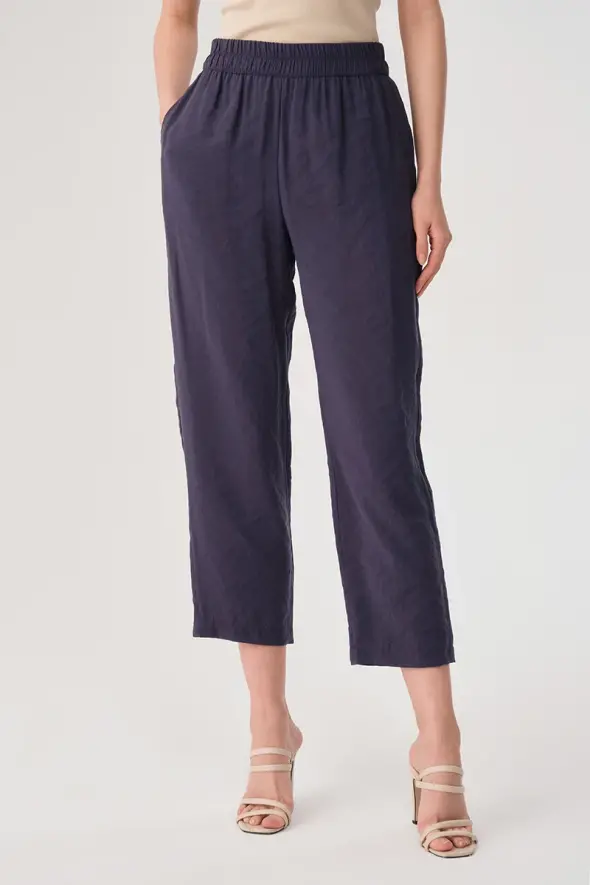 Beli Lastikli Modal Pantolon - Lacivert - 1