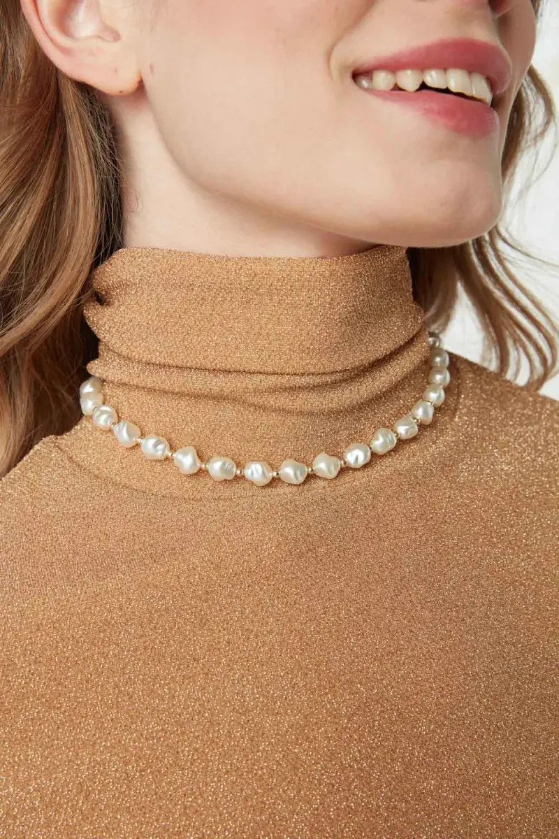 Gold pearl clearance necklace