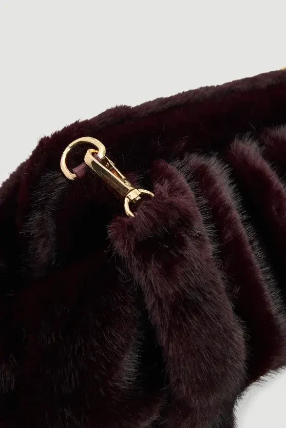 Peluş Kol Çantası - Mürdüm - 4