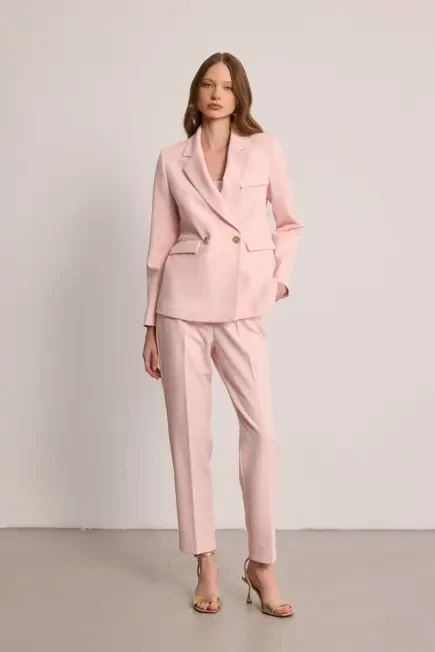 Pileli Sigaret Pantolon - Pembe Pembe