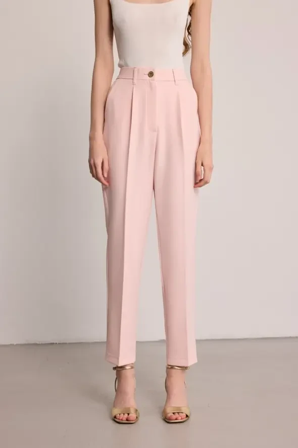Pileli Sigaret Pantolon - Pembe - 2