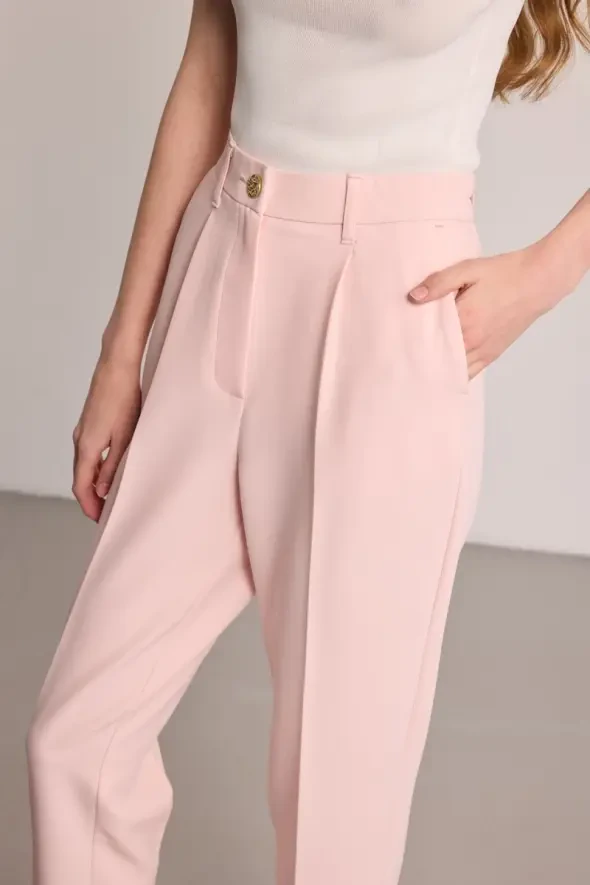 Pileli Sigaret Pantolon - Pembe - 5