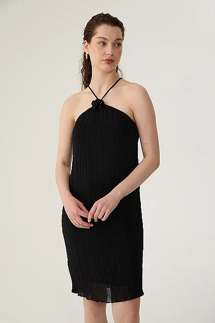 Pilise Mini Elbise - Siyah - Gusto