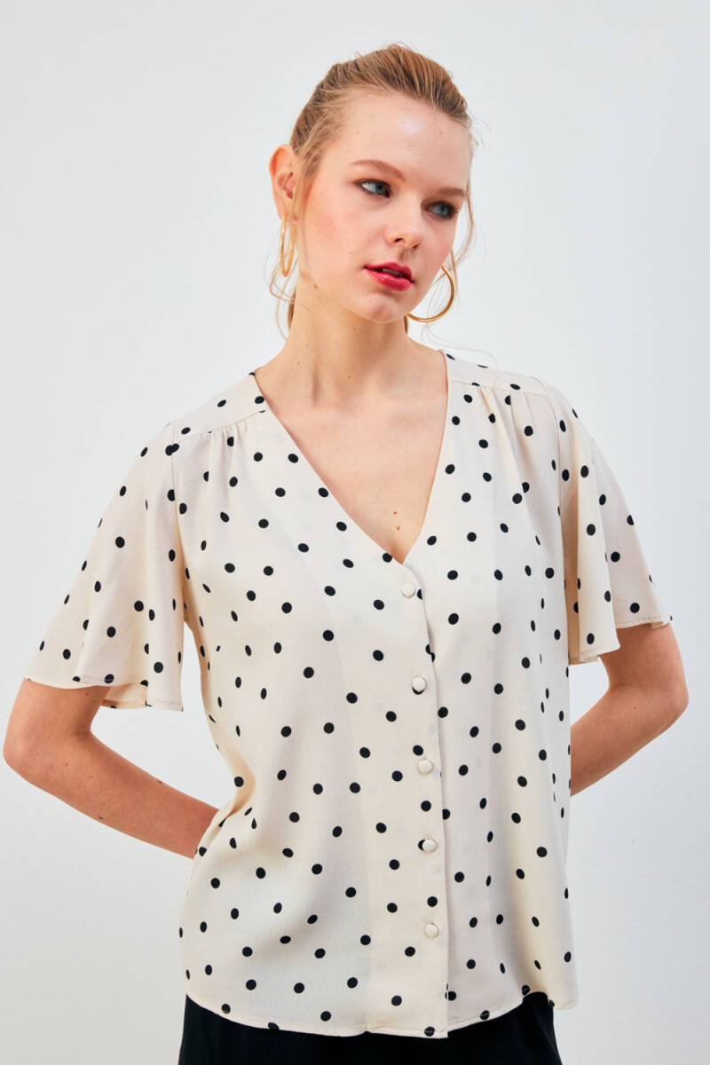 POLKA DOT SHIRT - Ecru / Black