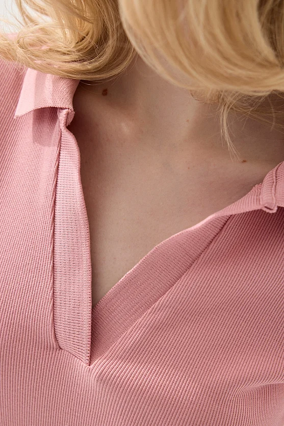 Polo Yaka Kaşkorse Tshirt - Pudra - Gusto