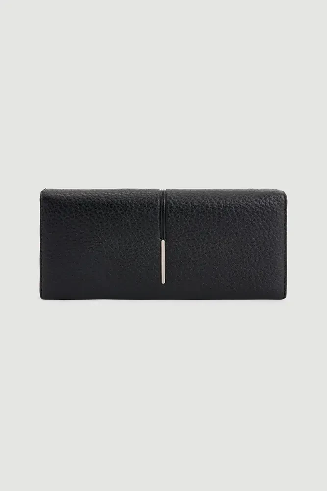 Portfolio Wallet with Metal Detail - Black Black