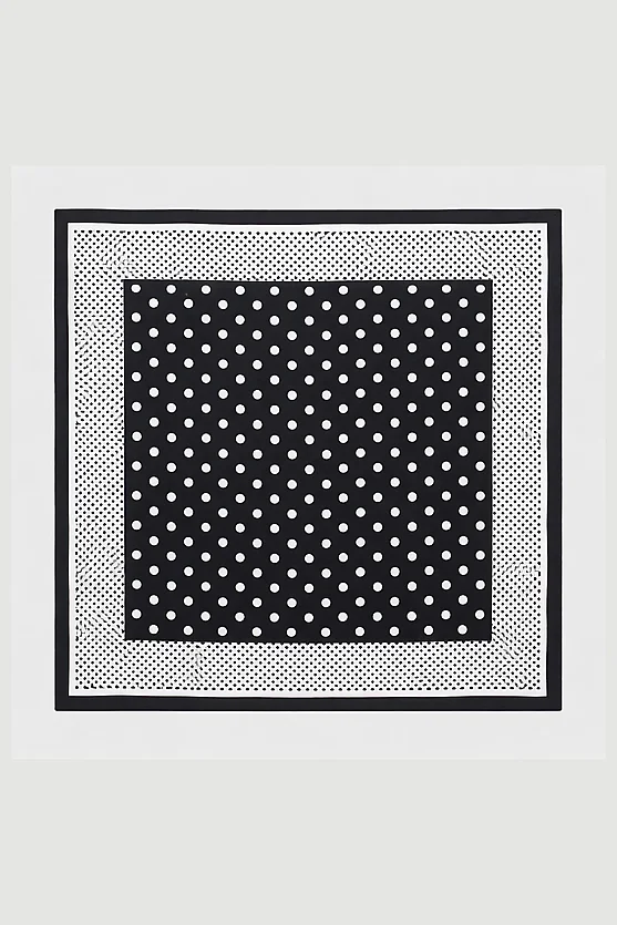 Puantiyeli Büyük Fular - Siyah - 2