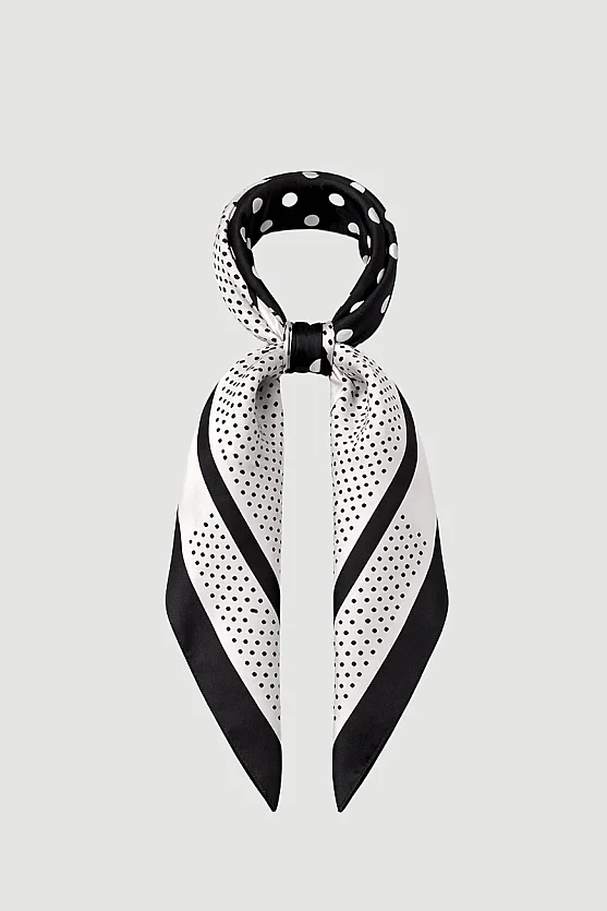 Puantiyeli Büyük Fular - Siyah - 1