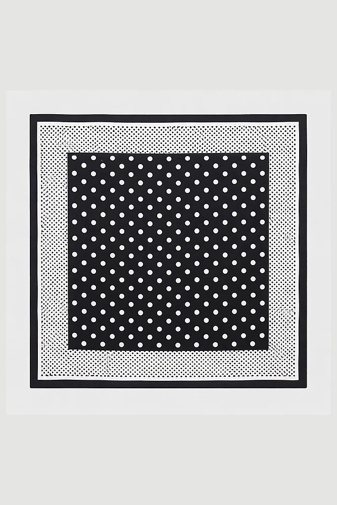 Puantiyeli Büyük Fular - Siyah - Gusto (1)