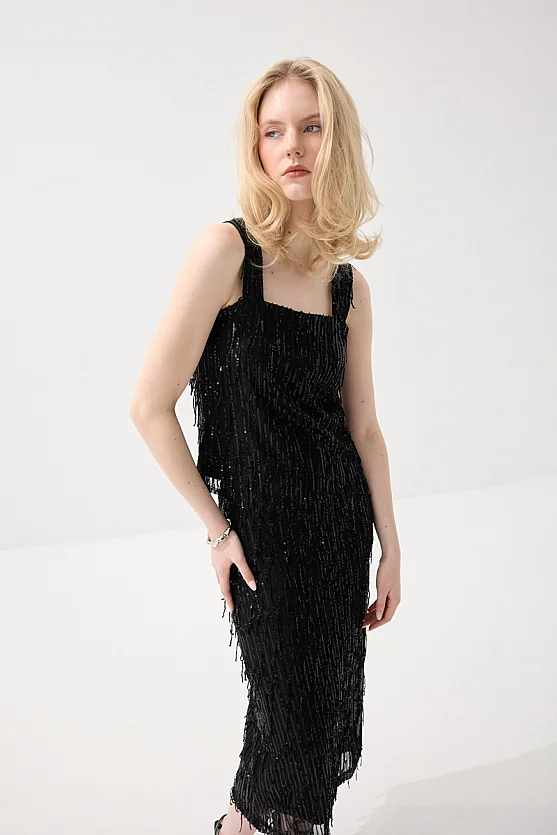 Pul Payet Premium Abiye Atlet Bluz - Siyah - Gusto