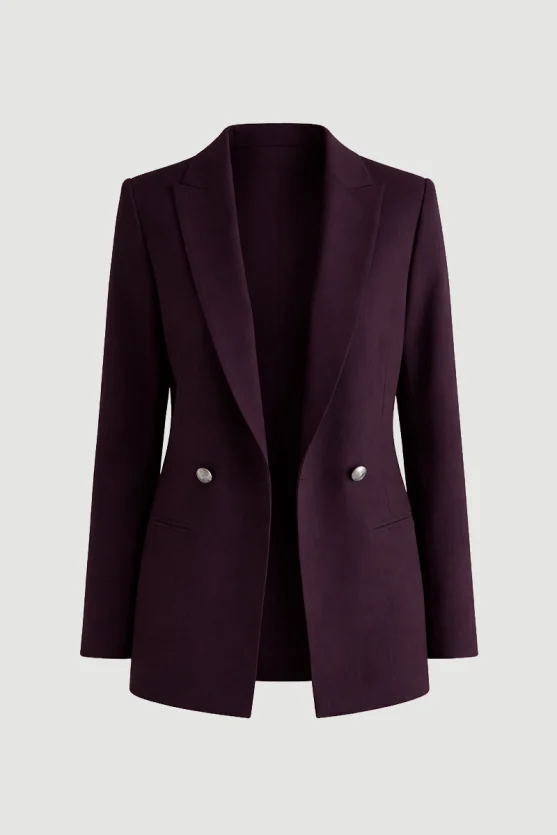 Rahat Kesim Çizgili Blazer Ceket - Mürdüm - 5