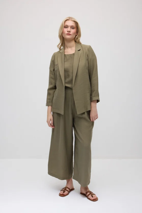 Rahat Kesim Tencel Ceket - Haki - Gusto