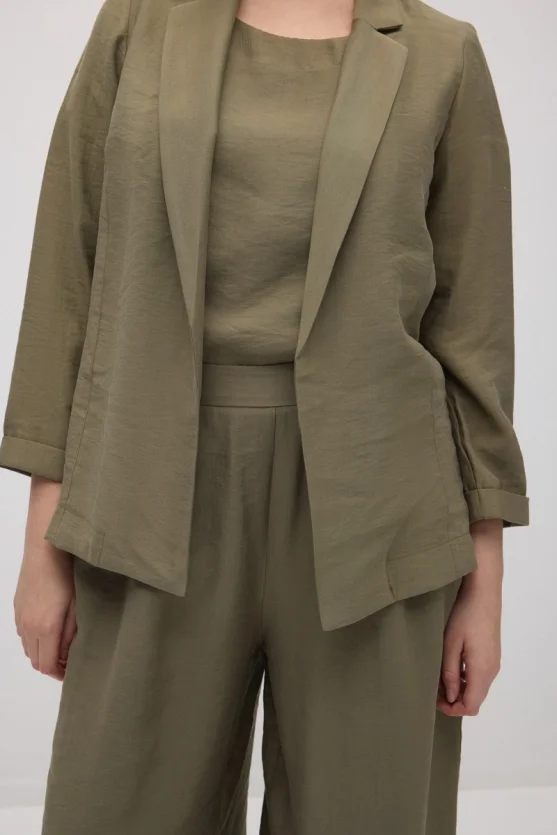 Rahat Kesim Tencel Ceket - Haki - Gusto