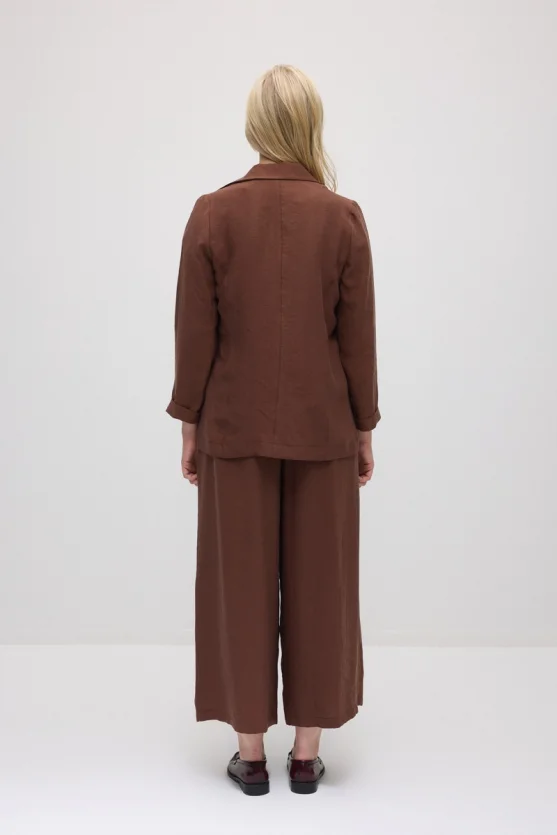 Rahat Kesim Tencel Ceket - Kahverengi - 5