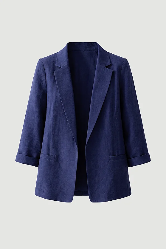 Rahat Kesim Tencel Ceket - Lacivert - 7