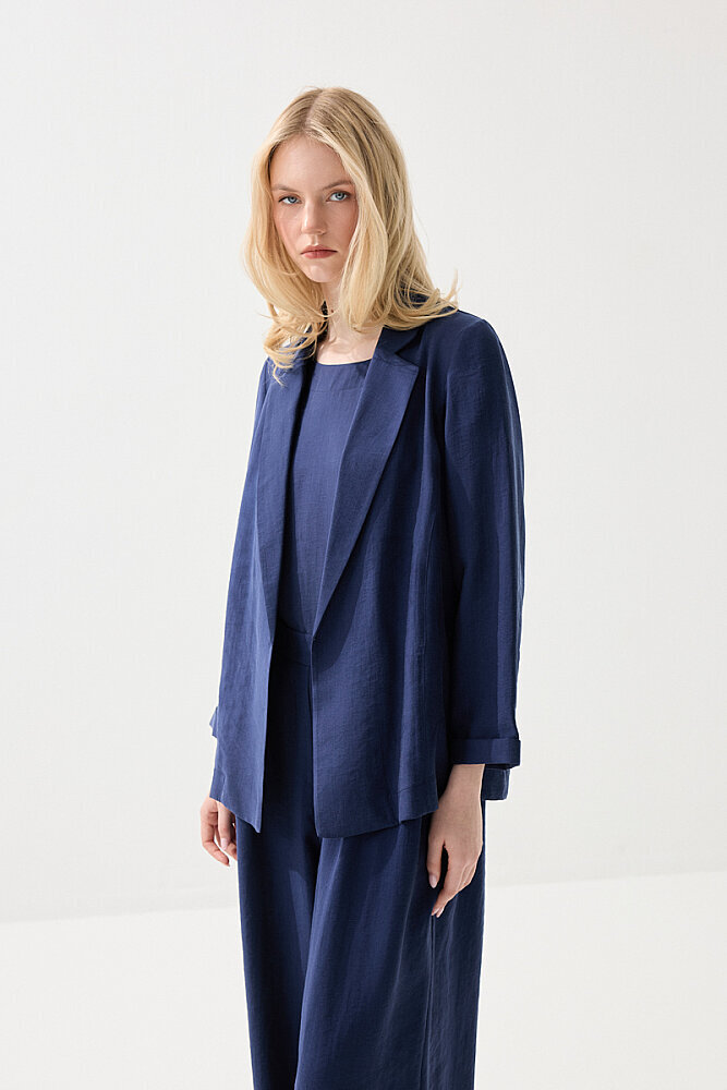 Rahat Kesim Tencel Ceket - Lacivert Lacivert