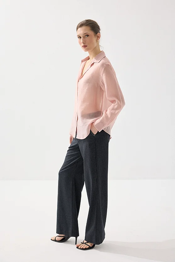 Rahat Kesim Tencel Gömlek - Pembe - Gusto