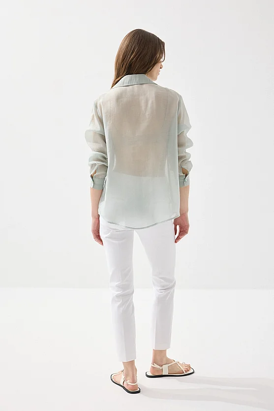 Rahat Kesim Tencel Gömlek - Yeşil - 7