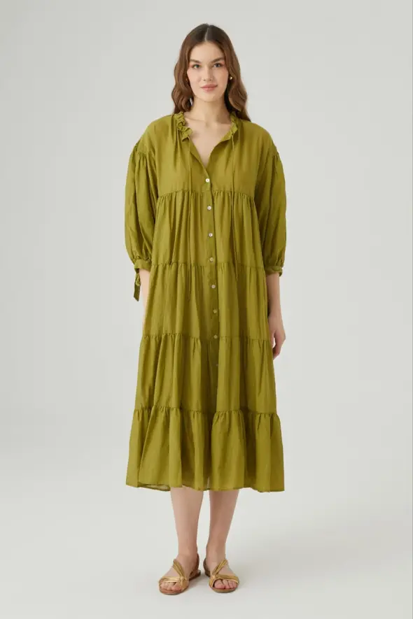 Rahat Kesim Uzun Elbise - Yeşil - 2
