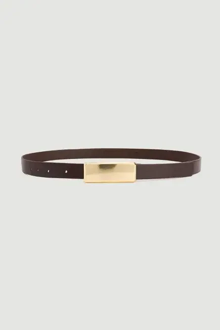 Rectangle Buckle Belt - Brown Brown