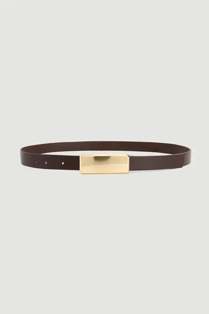 Rectangle Buckle Belt - Brown Brown