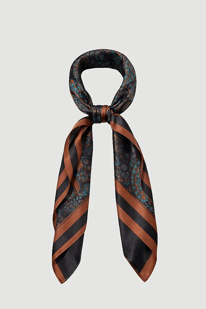 Şal Desenli Büyük Fular - Kiremit Kiremit