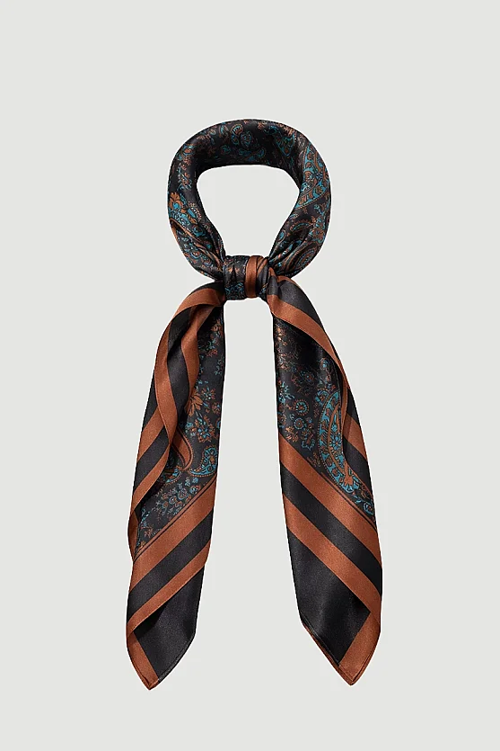 Şal Desenli Büyük Fular - Kiremit - Gusto