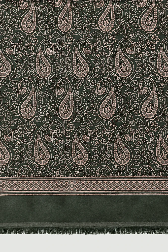 Şal Desenli İnce Dokulu Şal - Haki - Gusto (1)