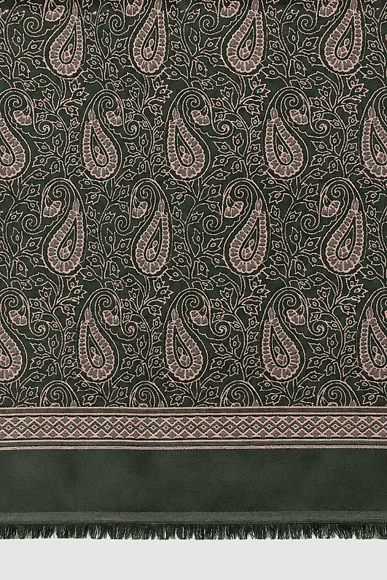 Şal Desenli İnce Dokulu Şal - Haki - Gusto