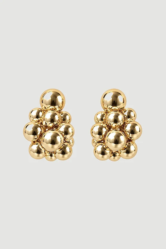 Salkım Görünümlü Küpe - Gold - 2