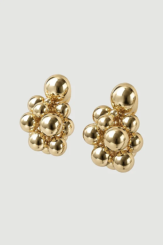 Salkım Görünümlü Küpe - Gold - 3