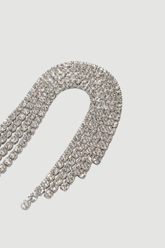 Sallantılı Taşlı Broş - Gümüş - Gusto