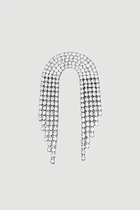 Sallantılı Taşlı Broş - Gümüş - Gusto