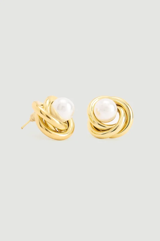Sarmal İnci Küpe - Gold - Gusto