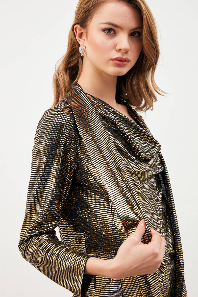 gold shawl jacket