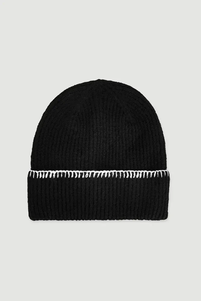 Shepherd-Stitch Beanie - Black Black