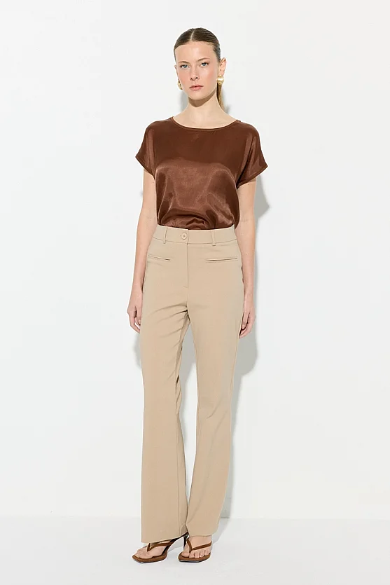 Sihirli Flare Pantolon - Bej - Gusto