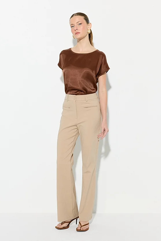 Sihirli Flare Pantolon - Bej - Gusto