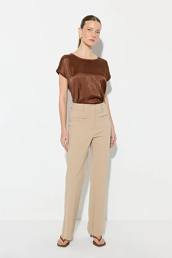 Sihirli Flare Pantolon - Bej - Gusto