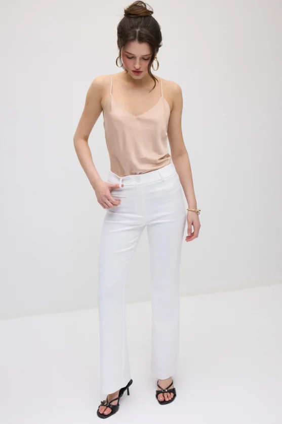 Sihirli Flare Pantolon - Beyaz - 6