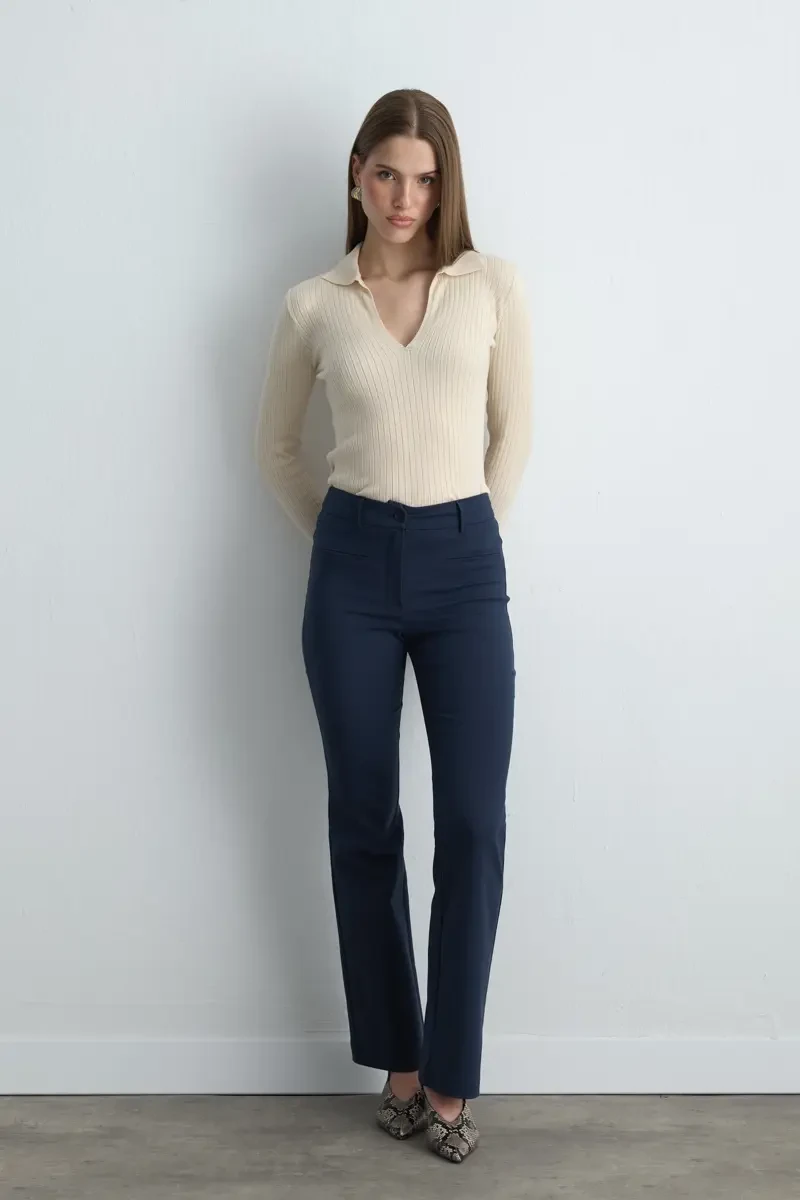 Sihirli Flare Pantolon - Lacivert - Gusto