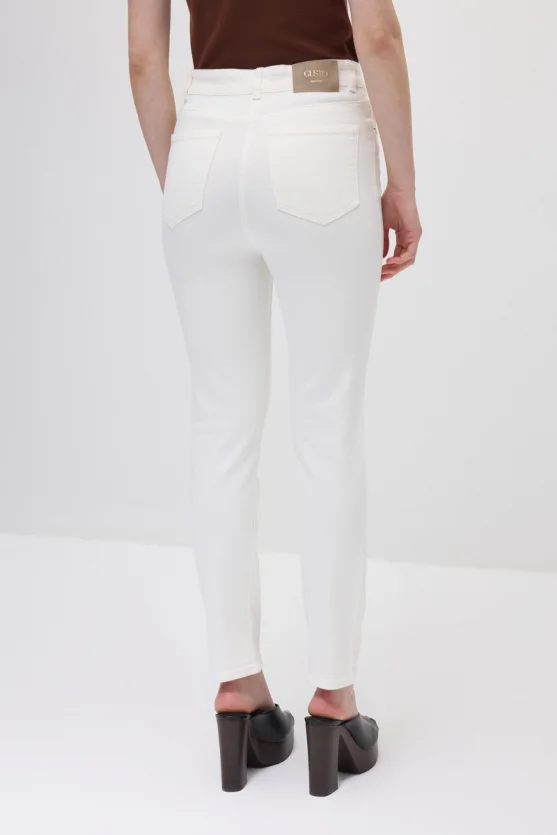 Slim Denim Pantolon - Beyaz - 6